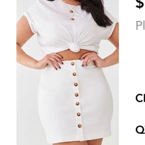 NWT Forever 21+ White Button Up Skirt Size 3X